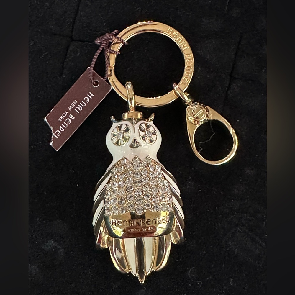 Gorgeous Vintage Henri Bendel Hazel Owl Key Fob W/ Swarovski Crystals NWT